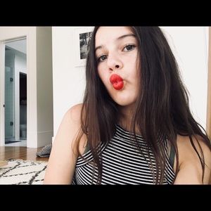 Black and white striped halter top